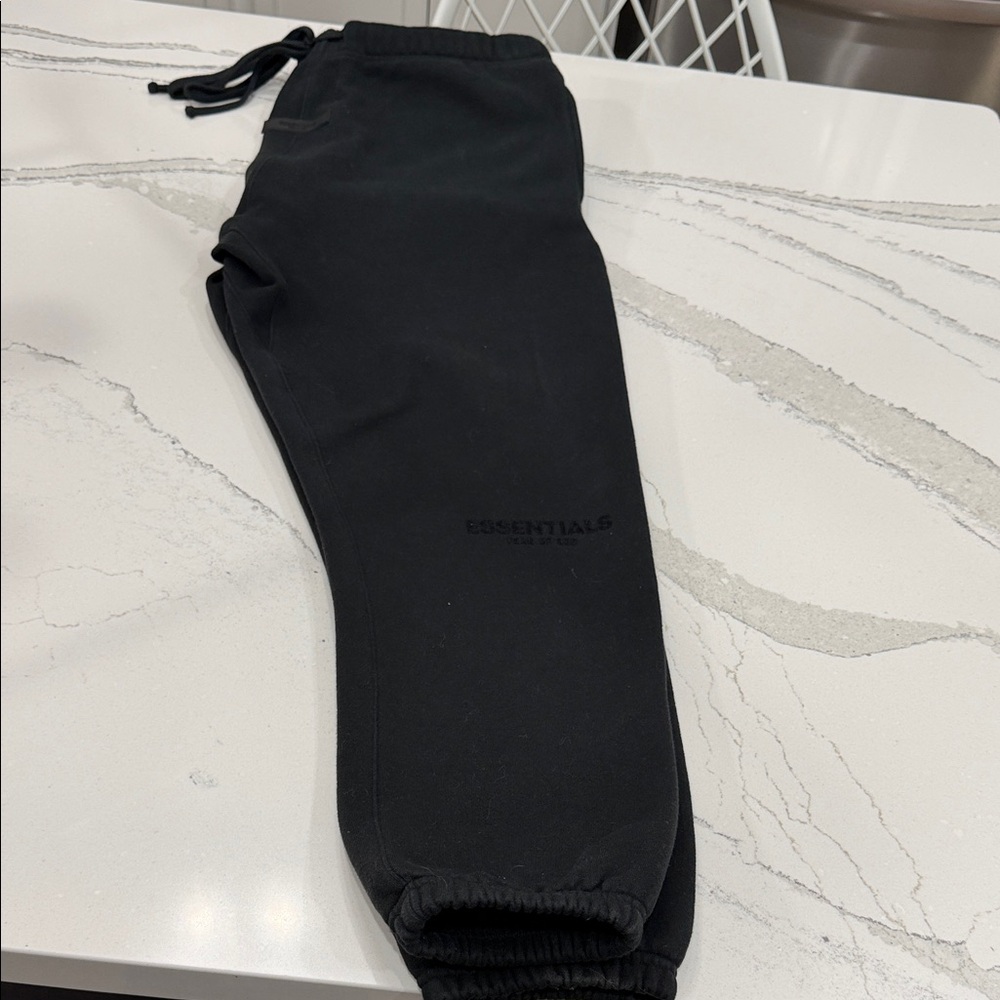 Essentials Fear Of God Jet Black Joggers XL